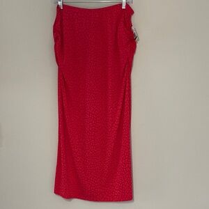 NWT MICHAEL Michael Kors Red Ruched Maxi Skirt Size L